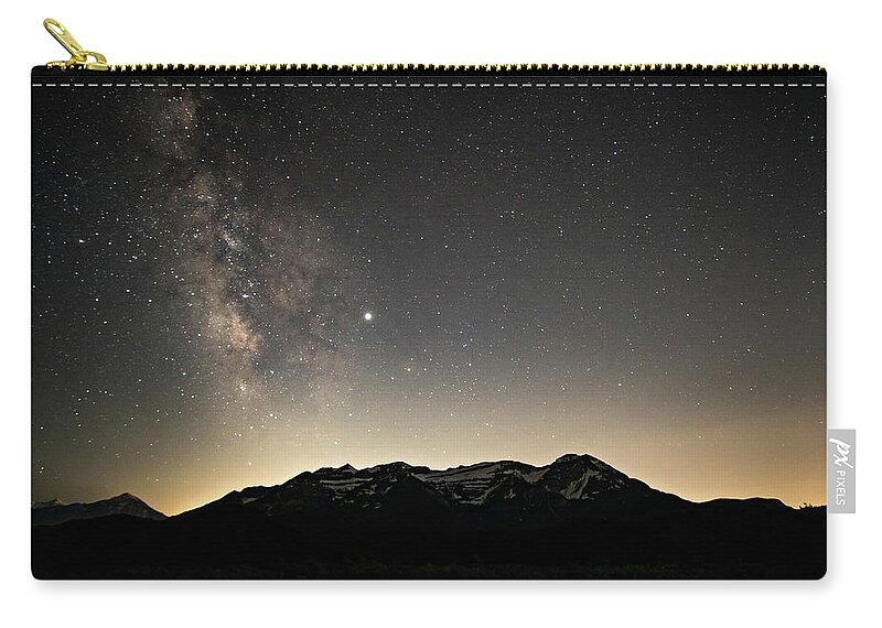 Timpanogos Mountain Carry-all Pouch featuring the photograph Milky Way over Timpanogos by Wesley Aston