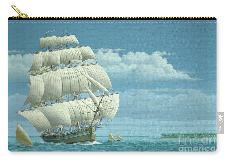 Keith Reynolds Zip Pouch featuring the painting Millennium of Sailing in Marshall Islands - British Merchant Ship Britannia by Keith Reynolds