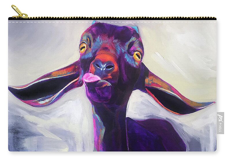 Goat Zip Pouch featuring the painting Millie by DawgPainter