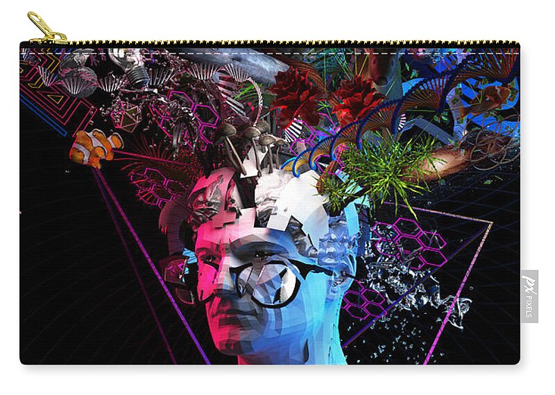 Visionary Zip Pouch featuring the digital art Mind Blown by Filip Zaruba