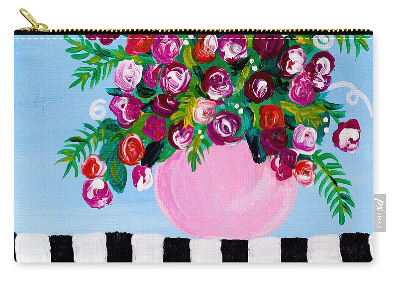 Floral Bouquet Zip Pouch featuring the painting Mini Check 2 by Beth Ann Scott
