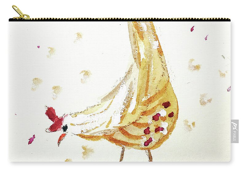 Whimsical Zip Pouch featuring the painting Mini Rooster 7 by Roxy Rich