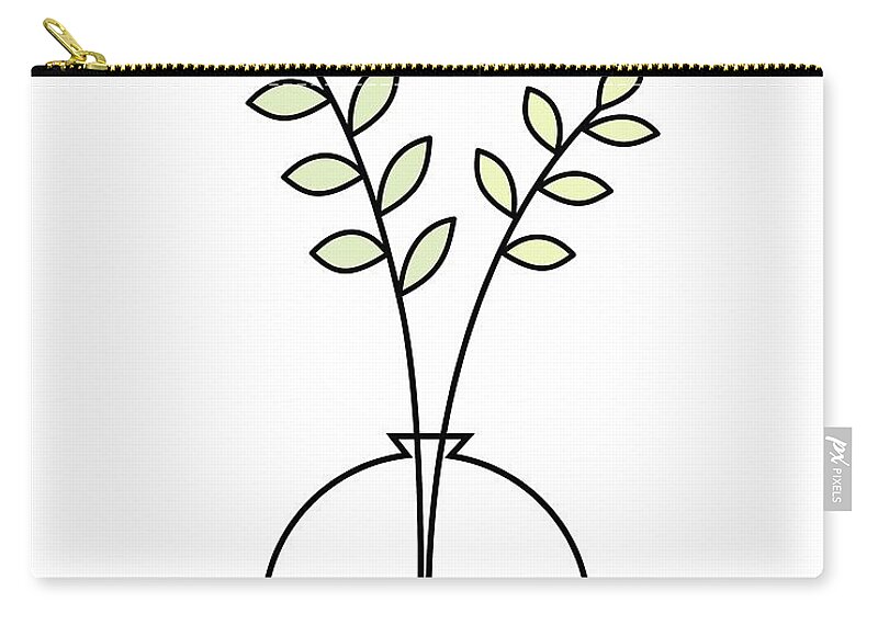 Minimalistic Design Carry-all Pouch featuring the digital art Minimal Plant in Vase 1 by Donna Mibus