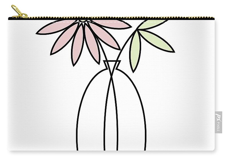 Minimalistic Design Zip Pouch featuring the digital art Minimal Plant in Vase 4 by Donna Mibus