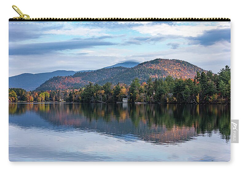 Lake Placid Zip Pouch featuring the photograph Mirror Lake Reflection by Dave Niedbala