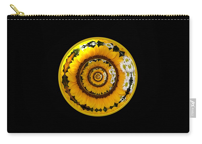 Sunflowers Zip Pouch featuring the photograph Mirrored Sunflower under glass 1 by Rose Santuci-Sofranko