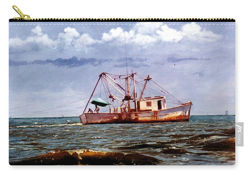 Shrimp Zip Pouch featuring the painting Miss Christy by Randy Welborn
