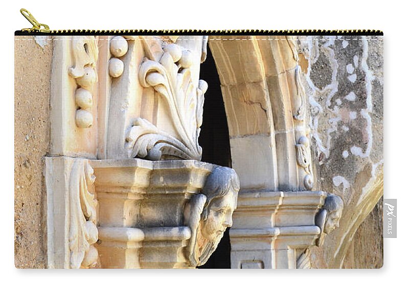 Historical Photograph Zip Pouch featuring the photograph Mission San Jose Walls No Two by Expressions By Stephanie