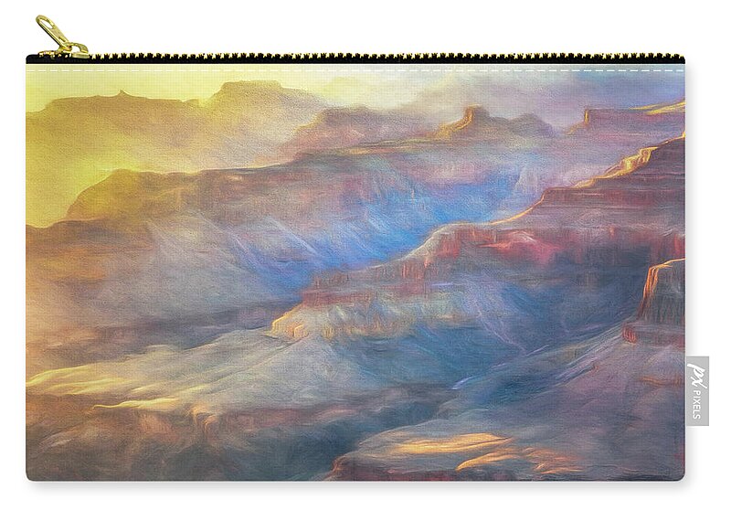 Grand Canyon Arizona Sunset Zip Pouch featuring the photograph Misty Sunset Shadows by Kevin Lane