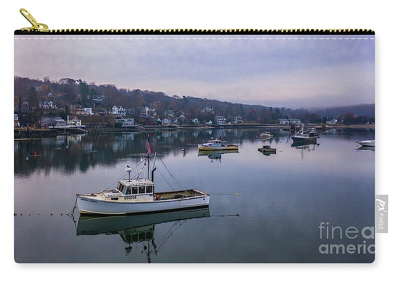 Boats Zip Pouch featuring the photograph Misty Morning in Northport Harbor by Sean Mills