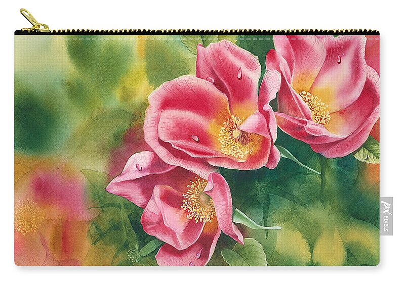 Flower Carry-all Pouch featuring the painting Misty Roses by Espero Art