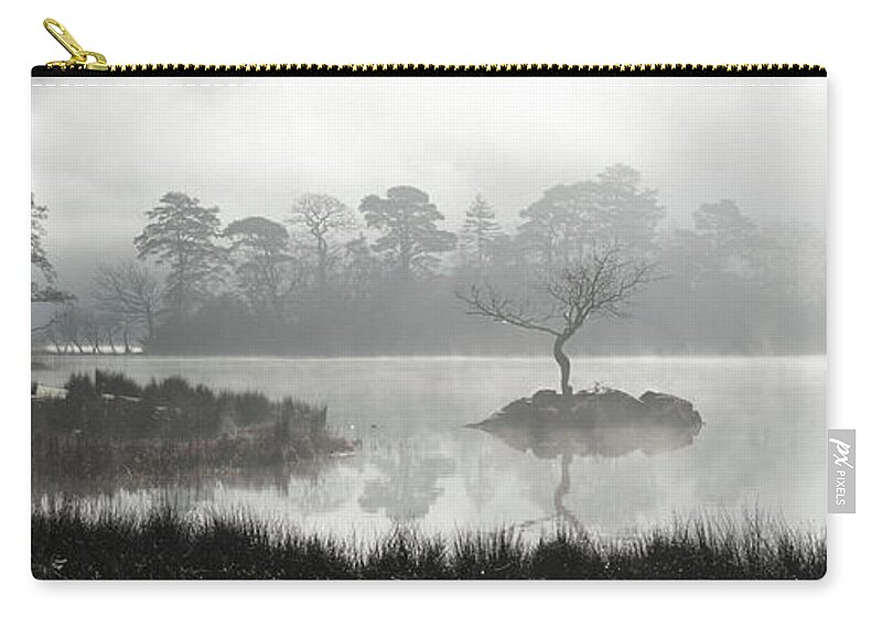 Panorama Zip Pouch featuring the photograph Misty rydal water lake district by Sonny Ryse