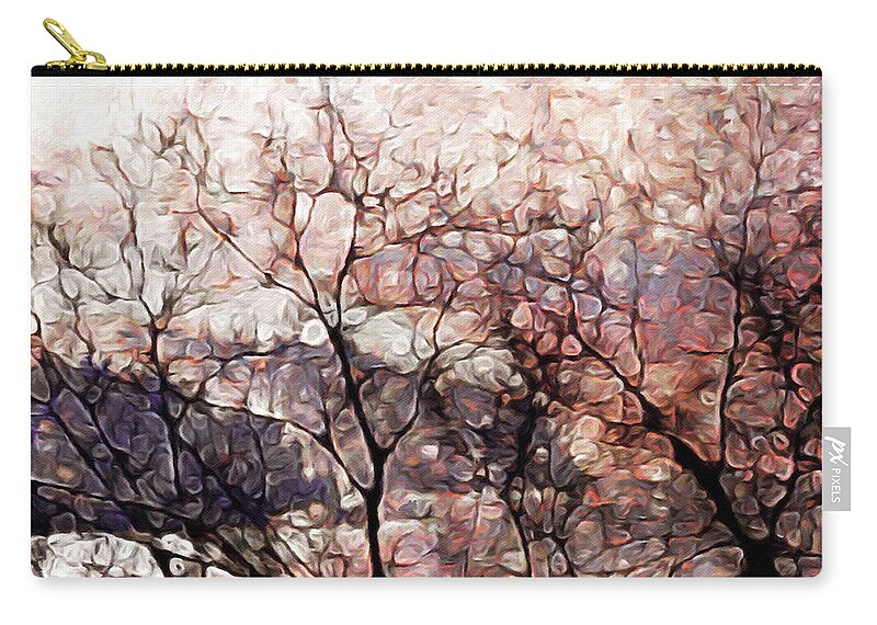 Misty Sunrise On Whidbey Island Zip Pouch featuring the digital art Misty Sunrise on Whidbey Island by Susan Maxwell Schmidt