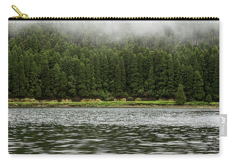 Trees Zip Pouch featuring the photograph Misty Trees by Denise Kopko
