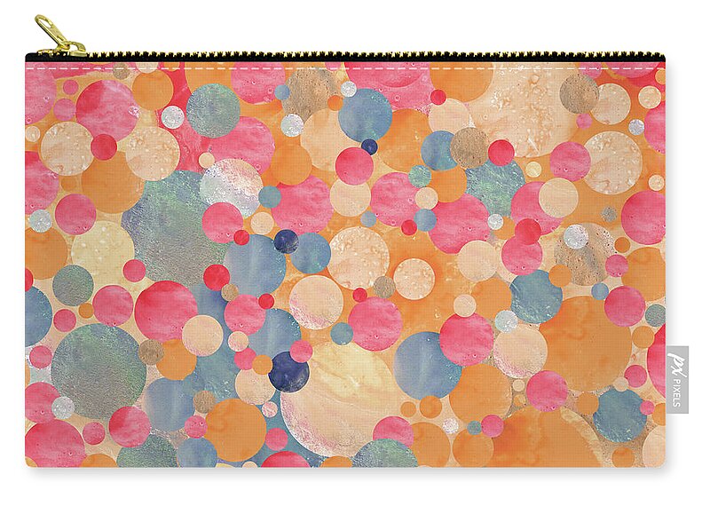 Modern Zip Pouch featuring the painting Mixed Fruit - Abstract Modern Mosaic Art by Sharon Cummings