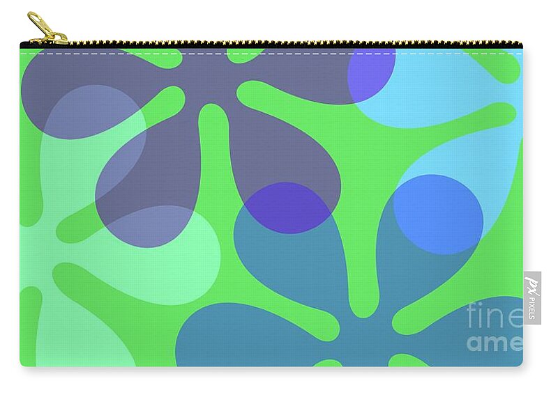 Groovy Zip Pouch featuring the digital art Mod Flowers Cool Colors by Donna Mibus