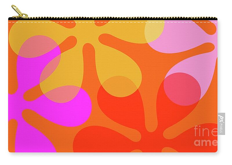 Mod Flowers Zip Pouch featuring the digital art Mod Flowers Warm Colors by Donna Mibus