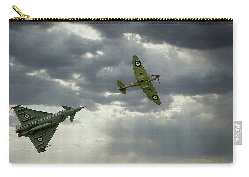 Ww2 Zip Pouch featuring the photograph Modern vs Vintage Aircraft by Rick Deacon