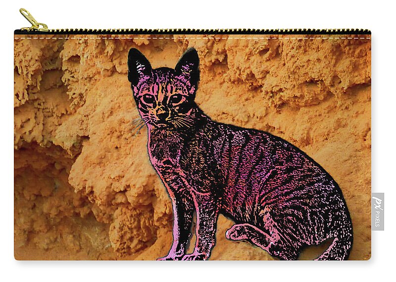 Digital Art Zip Pouch featuring the photograph Modified cat by Pics By Tony