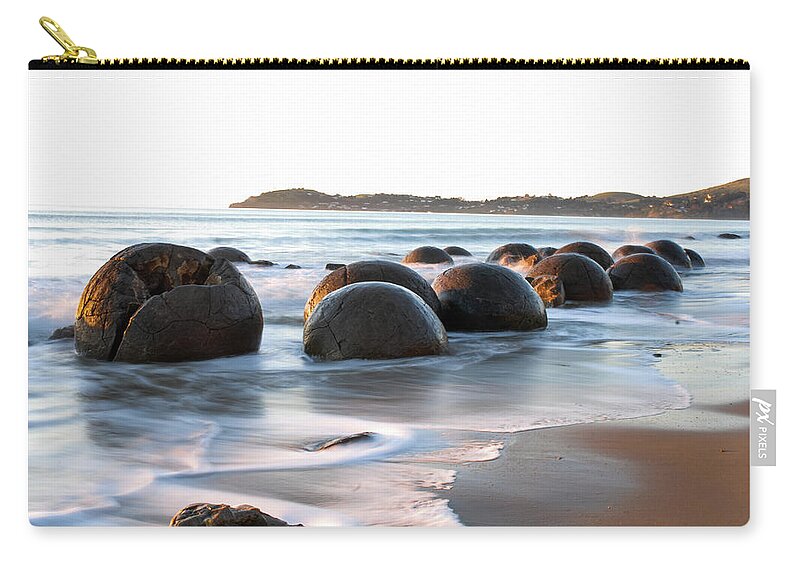 Moeraki Carry-all Pouch featuring the photograph Tranquility - Moeraki Boulders, South Island. New Zealand by Earth And Spirit