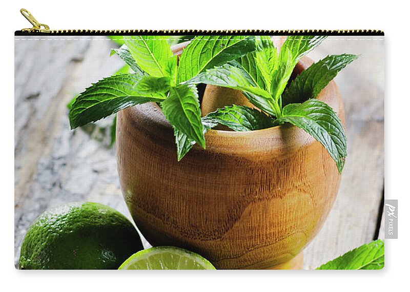 Mojito Zip Pouch featuring the photograph Mojito Ingredients still life by Jelena Jovanovic