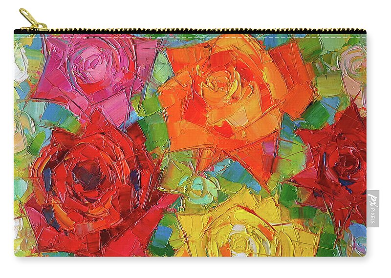 Rose Zip Pouch featuring the painting Mon Amour La Rose by Mona Edulesco