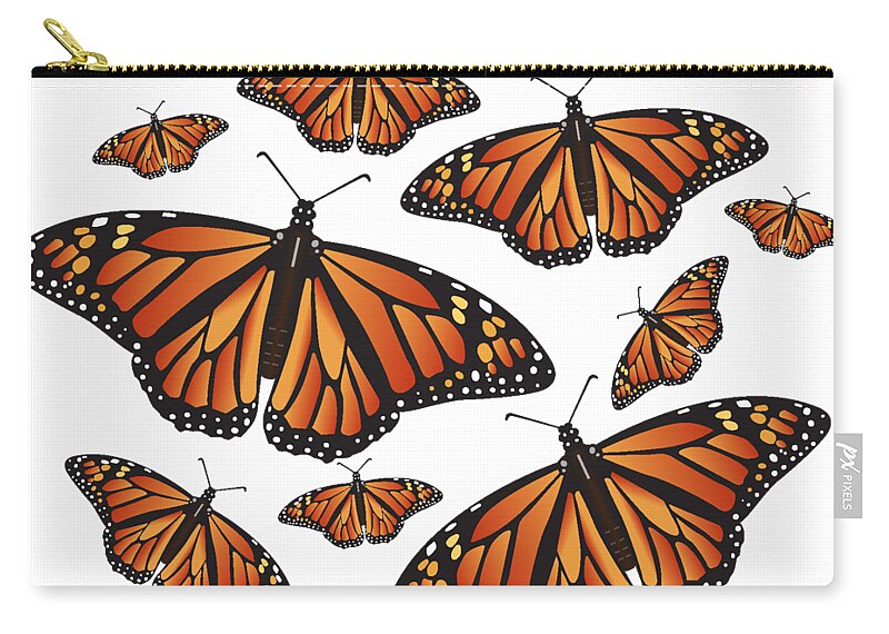 Monarch Zip Pouch featuring the digital art Monarch Butterflies by Lewis Bowman