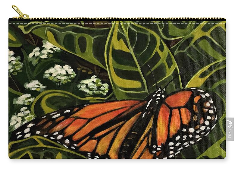 Monarch Zip Pouch featuring the painting Monarch Butterfly by Pam Veitenheimer
