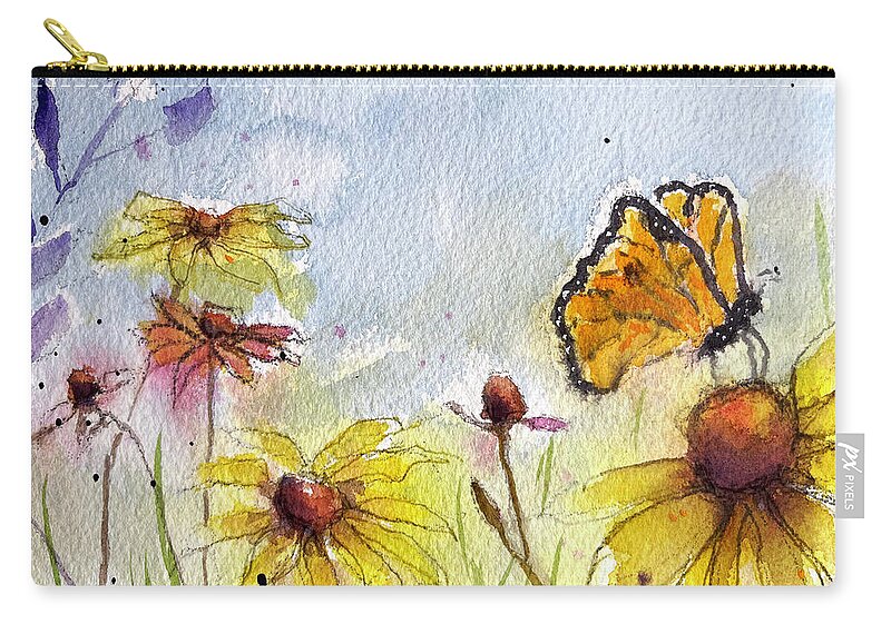 Monarch Zip Pouch featuring the painting Monarch by Roxy Rich