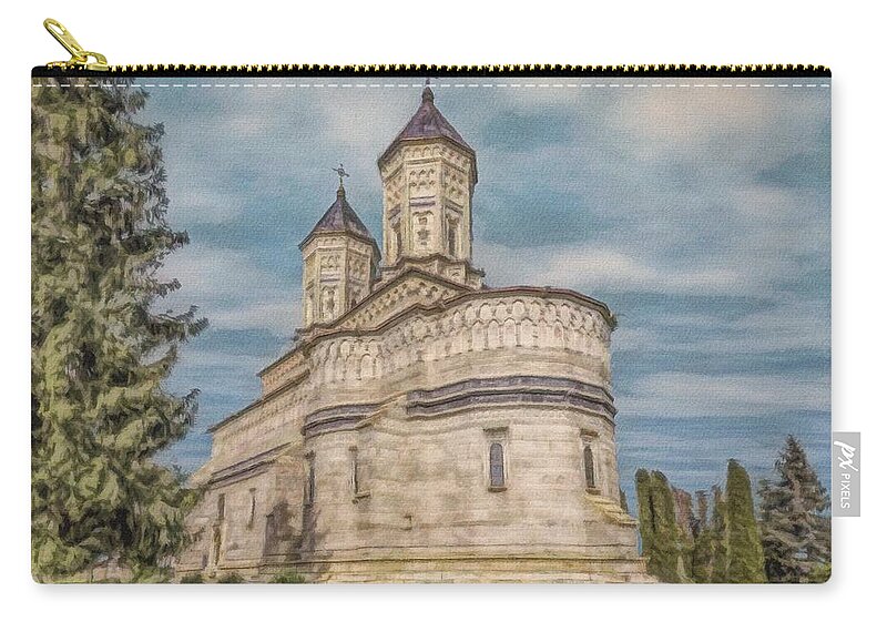 Church Zip Pouch featuring the painting Monastery of the Three Hierarchs by Jeffrey Kolker