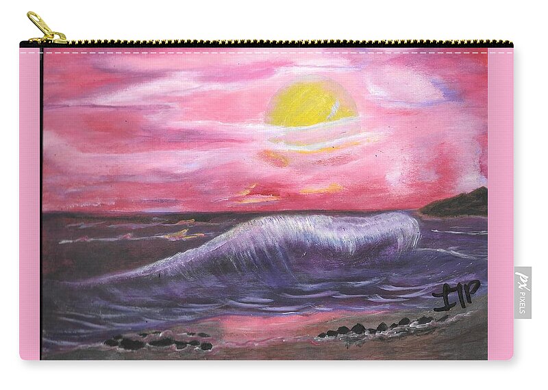 Wave Zip Pouch featuring the painting Monster Wave by Esoteric Gardens KN