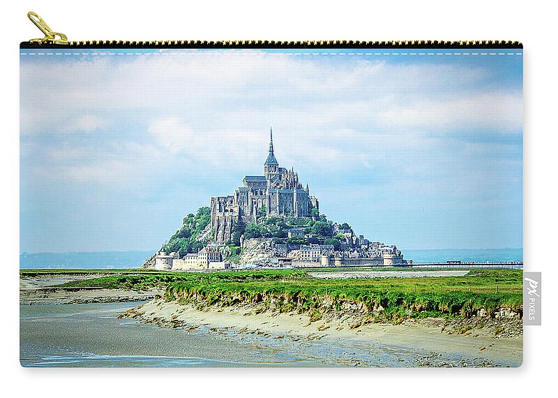  Zip Pouch featuring the photograph Mont-Saint-Michel from La Caserne by Douglas Wielfaert