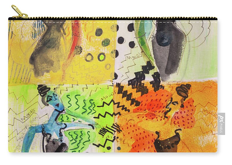 Moods Zip Pouch featuring the mixed media Moods by Cherie Salerno