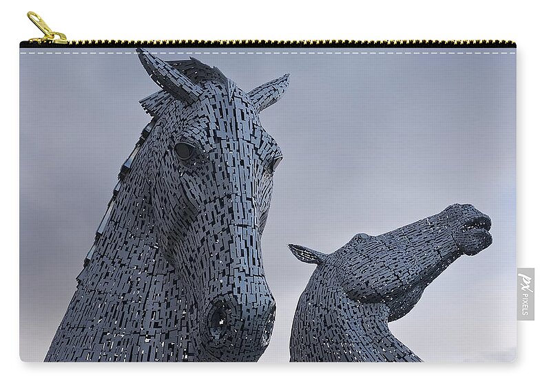 The Kelpies Zip Pouch featuring the photograph Moody Broody Kelpies by Stephen Taylor