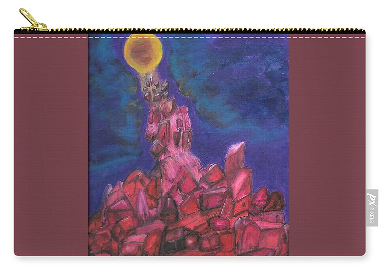 Moon Zip Pouch featuring the painting Moon Crystals by Esoteric Gardens KN