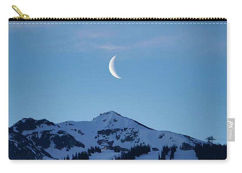 Blackcomb Carry-all Pouch featuring the photograph Moon Rising Over Whistler Blackcomb by Rick Deacon