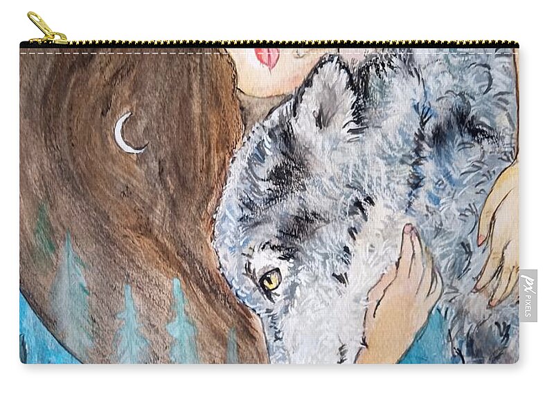Nature Art Zip Pouch featuring the painting Moon River by Alison Steiner
