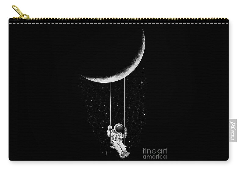 Space Zip Pouch featuring the digital art Moon Swing by Digital Carbine