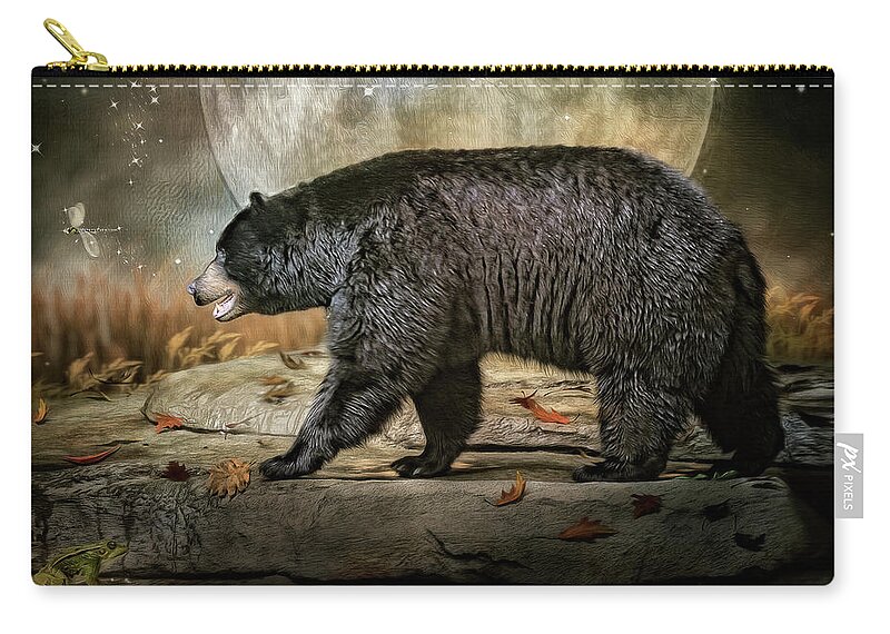 North American Black Bear Carry-all Pouch featuring the digital art Moon walking by Maggy Pease