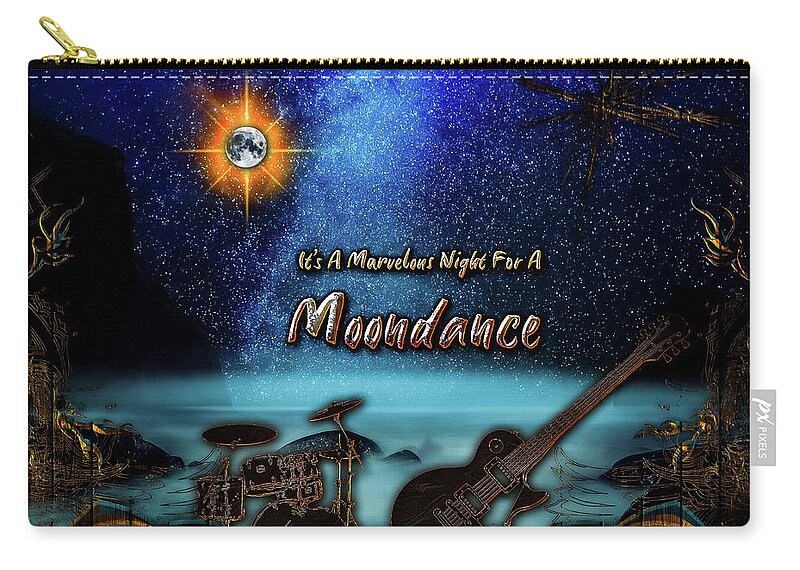 Moon Zip Pouch featuring the digital art Moondance by Michael Damiani