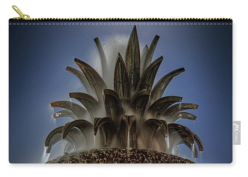 Pineapple Zip Pouch featuring the photograph Moonlight Fountain Spray by SC Shank