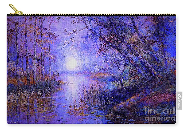 Landscape Zip Pouch featuring the painting Moonlight from Heaven by Jane Small