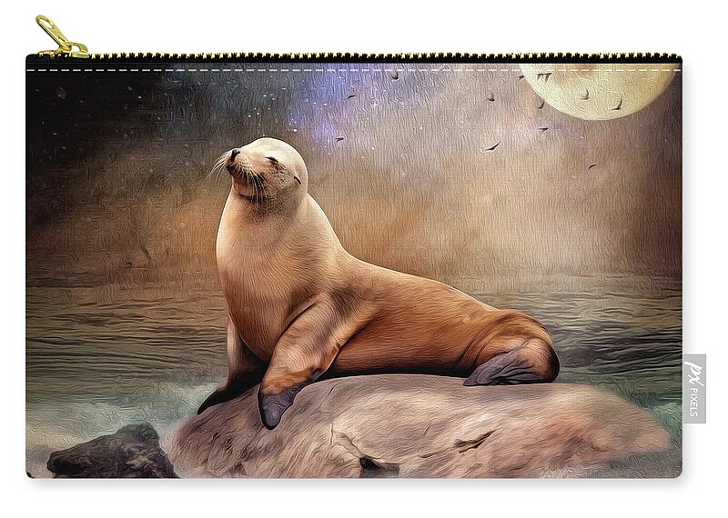 Seal Carry-all Pouch featuring the digital art Moonlight by Maggy Pease