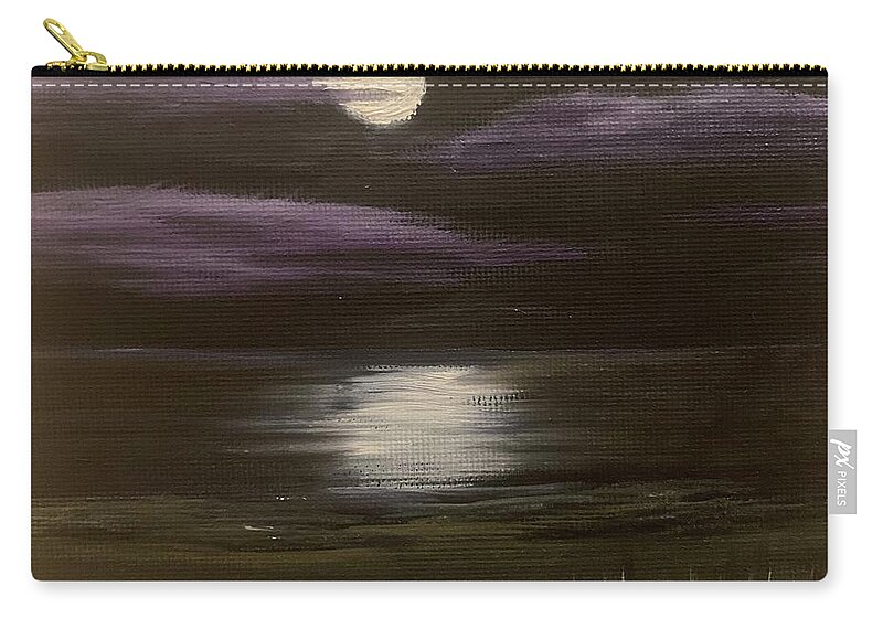 Oil Painting Carry-all Pouch featuring the painting Moonlight Over Ludington by Lisa White