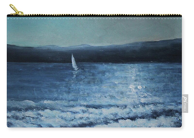 Seascape Zip Pouch featuring the painting Moonlight Sailor by Jane See