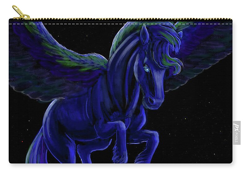 Digital Painting Zip Pouch featuring the digital art Moonlit Flight by Rohvannyn Shaw