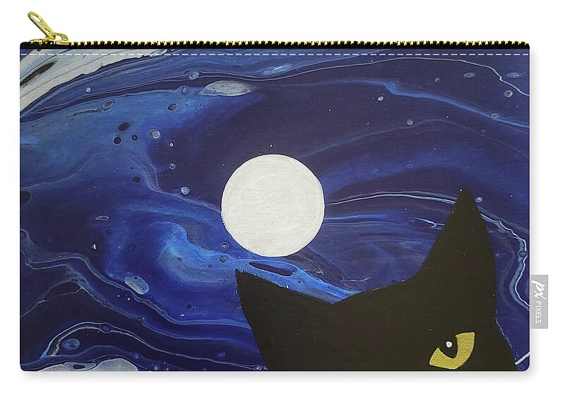  Zip Pouch featuring the painting Moonlit Wicked Kitty by Catherine G McElroy