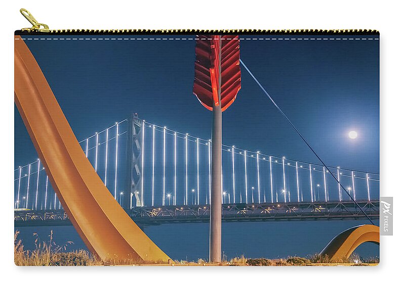 Moon Carry-all Pouch featuring the photograph Moonrise Over Bridge by Jonathan Nguyen