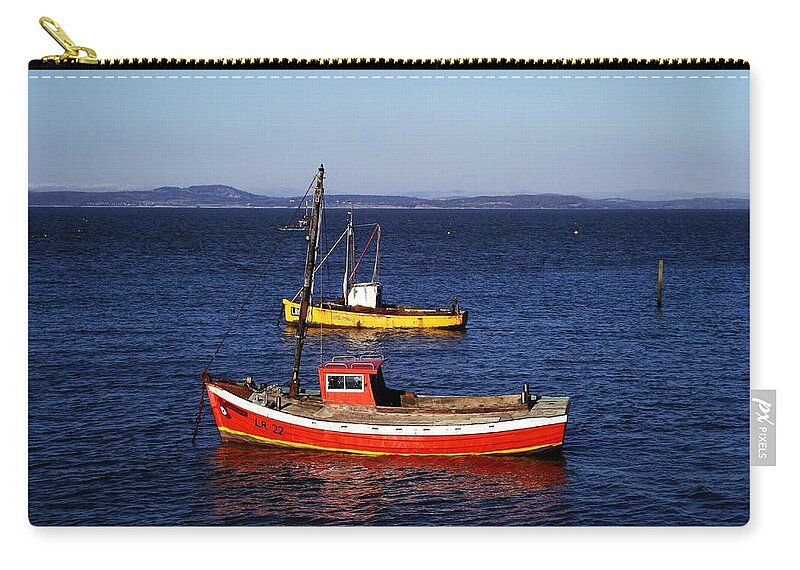Morecambe; Morecambe Bay; Fishing Boats; Seaside; Coastal; Zip Pouch featuring the photograph MORECAMBE. Fishing Boats by The Jetty. by Lachlan Main