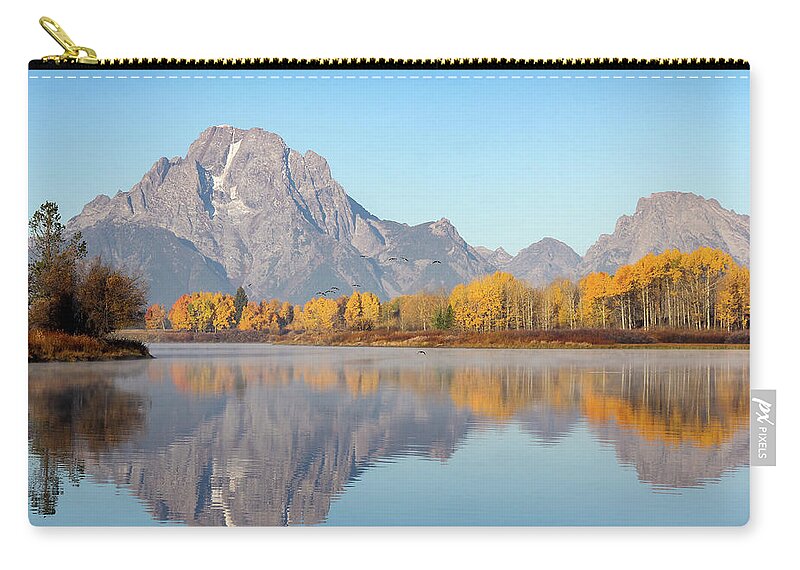 Canada Goose Zip Pouch featuring the photograph Morning at Oxbow Bend by Robert Carter